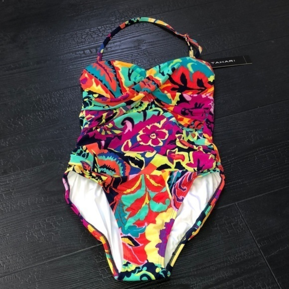 Tahari One Piece Swimsuit Small NWT Multicolor‎ New